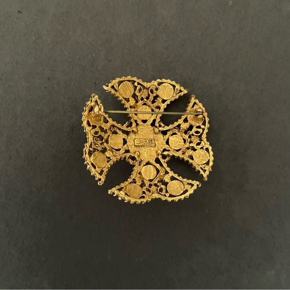 Vintage Lisner Faux Gold Tiger Eye Brooch - Picture 2 of 2